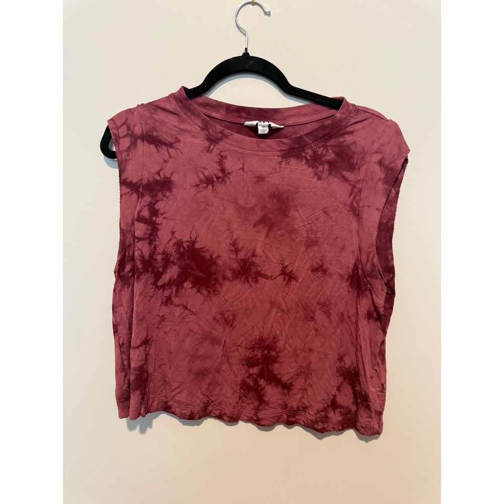 JoyLab Women Burgundy Tie Dye Muscle Tank Top Cropped Sleeveless Shirt Medium